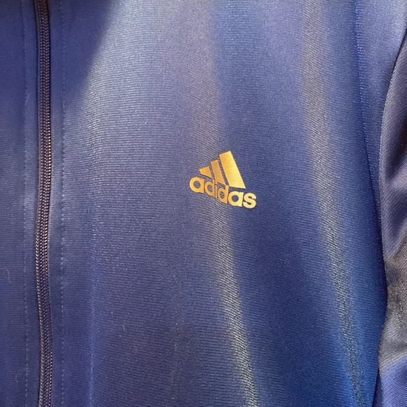 Adidas Full Zip Men’s XXL Blue 3 Striped Sweatshirt Polyester - Picture 2 of 7